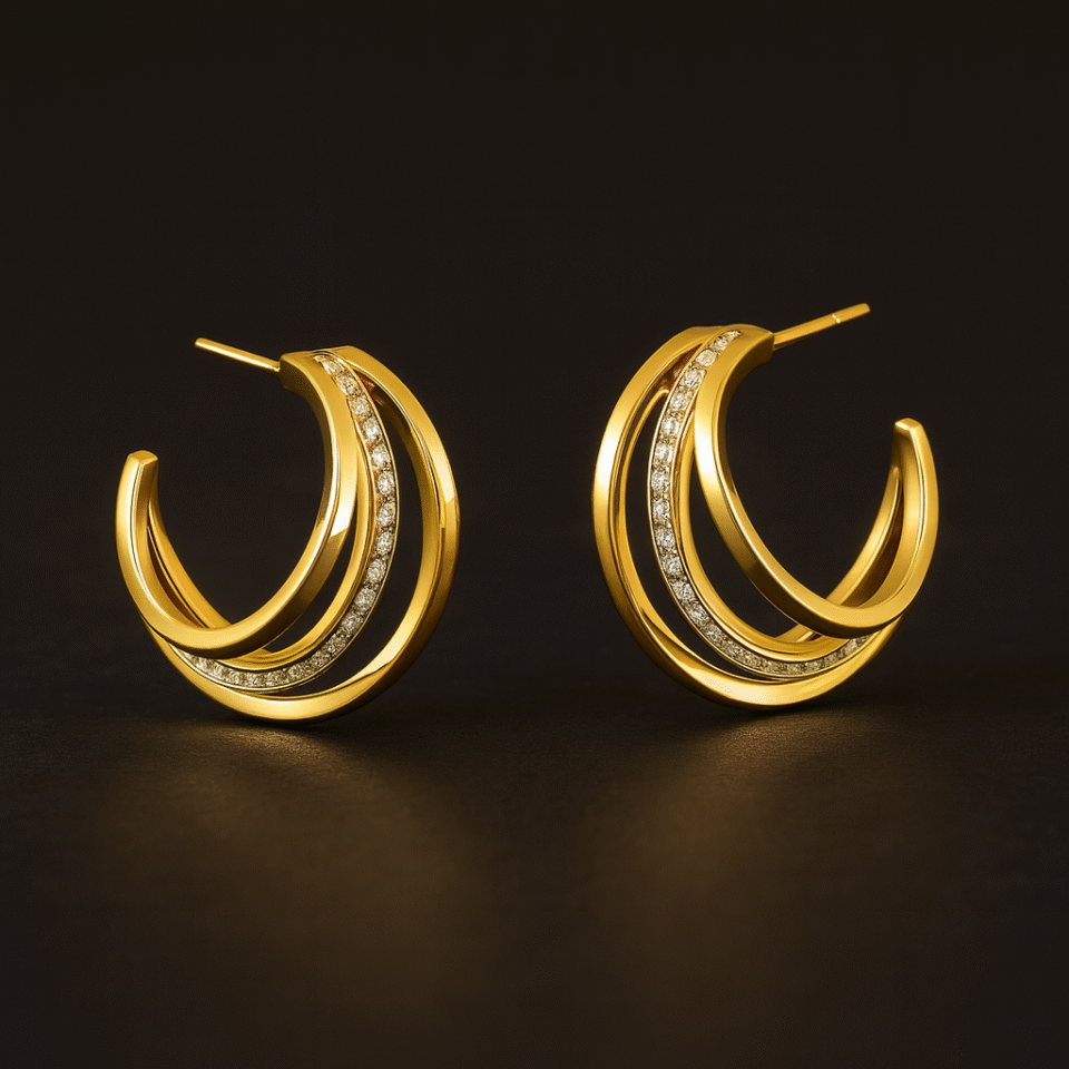Triple Layered Crystal Hoop Earrings – Statement Shine