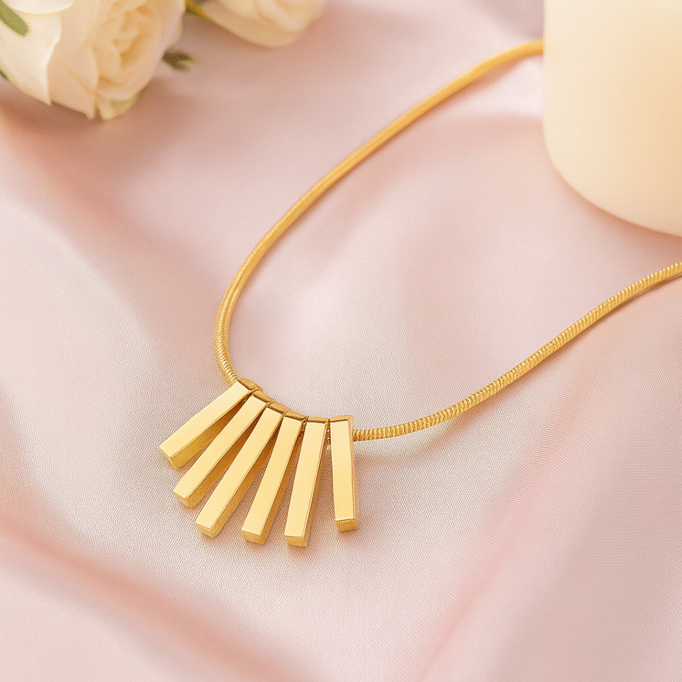 Charmiq Bold Bar Statement Necklace for Women | 18K Gold Plated Anti-Tarnish Stainless Steel | Modern Geometric Jewellery