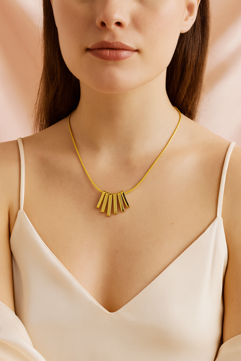 Charmiq Bold Geometric Gold Statement Necklace 6