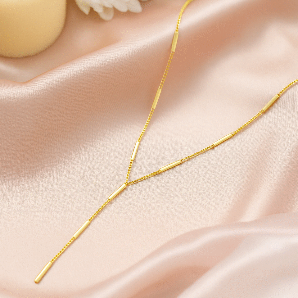 Gold Bar Lariat Necklace 8