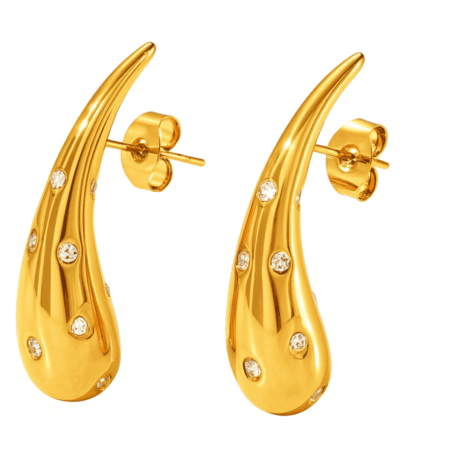 Charmiq 18K Gold-Plated Crystal Teardrop Stud Earrings