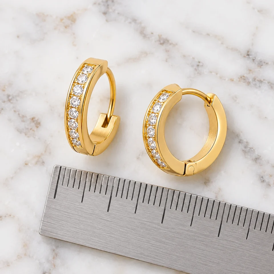 Charmiq Crystal Huggie Hoop Earrings – 18K Gold Plated